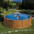 Piscine hors sol acier aspect bois ronde MAURITIUS, 4.80m x H: 1.32m