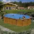 Piscine hors sol acier aspect bois AMAZONIA sans jambes de force, 6.34m x 3.99m x H: 1.32m