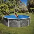 Piscine ronde CERDENA paroi acier décoration pierre  240 x 120 cm