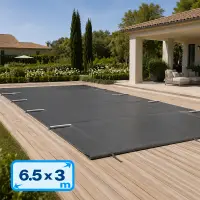 Bâche de sécurité à barres pour piscine 6,5 x 3 m