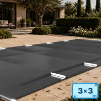 Bâche de sécurité à barres pour piscine 3 x 3m