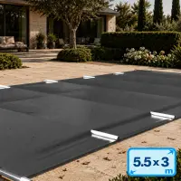 Bâche de sécurité à barres pour piscine 5,5 x 3 m