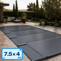 Bâche de sécurité à barres pour piscine 7,5 x 4 m