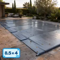 Bâche de sécurité à barres pour piscine 8,5 x 4 m