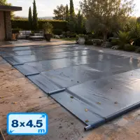 Bâche de sécurité à barres pour piscine 8 x 4,5m