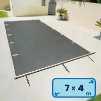 Bâche de sécurité à barres pour piscine 7 x 4m