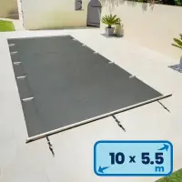 Bâche de sécurité à barres pour piscine 10 x 5,5m