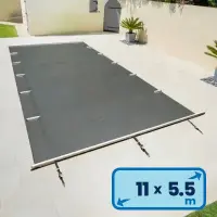 Bâche de sécurité à barres pour piscine 11 x 5,5m
