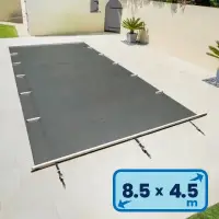Bâche de sécurité à barres pour piscine 8,5 x 4,5m