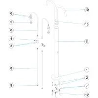 Pièces détachées pour Douche 2 pommeaux et 2 boutons-poussoirs temporisés