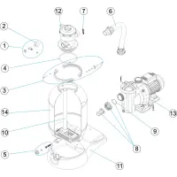 Pièces détachées pour groupe de filtration ASTRAL monobloc (pompe+filtre sur platine)