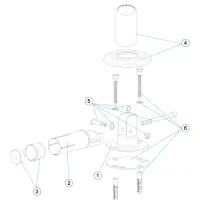 Pièces détachées pour Fixation articulée tube Ø 43 avec plaquette à visser