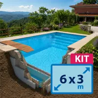 Kit piscine béton TRADIPOOL 6 x 3 m avec blocs polystyrène
