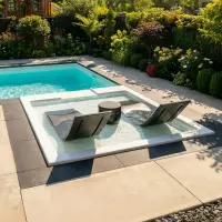 Pack piscine Sana + plage à débordement OKEANOS