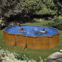 Piscine hors sol GRE SICILIA Ovale, 5m x 3m profondeur 1.2m, aspect bois