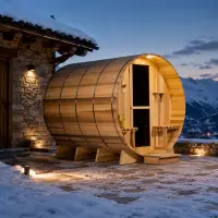 Sauna en Cèdre Barrel canopy GRANDVIEW 8 personnes 215 x 245 cm