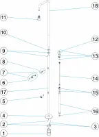 Pièces détachées pour Douche 1 pommeau 1 robinet et lave-pieds Ø 43
