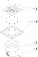 Pièces détachées pour Bonde de fond carré plate 2" BETON