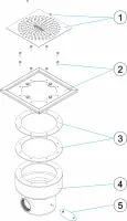Pièces détachées pour Bonde de fond carré plate 2" LINER