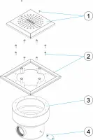 Pièces détachées pour Bonde de fond STYLE anti-vortex carrée BETON