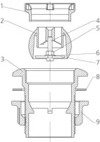 Pièces détachées pour Buse de Refoulement 1'1-2 - 2' Béton-Vitrorésine-Myrtha
