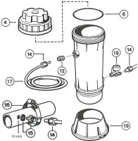 Pièces détachées pour Distributeur de Chlore/Brome By-Pass 2.5 kg