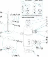 Pièces détachées pour Filtre PTK 1200m/m 650, 800 avec trou de bras