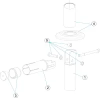 Pièces détachées pour Fixation articulée tube Ø 43 avec plaquette à sceller