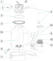 Pièces détachées pour Groupe de filtration monobloc P-XPERT 6/8 - Ø 400 - vanne Ø 50mm