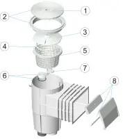 Pièces détachées pour Skimmer 15L PH STANDARD couvercle rond - couleur