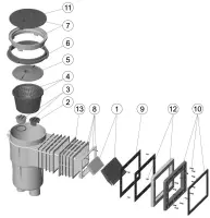 Pièces détachées pour Skimmer 17,5L couvercle rond, petite meurtrière + rallonge LINER