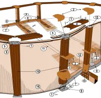 Pièces détachées pour Piscine ovale imitation bois AMAZONIA H.1M32