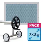 Bulles 7x3.50m alvéolaire Bleu / Gris opaque + enrouleur