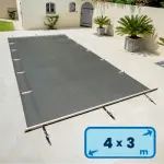 Bâche à barres DEL 4.5 x 3.5 m pour piscine 4 x 3 m standard GRIS ANTHRACITE