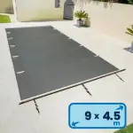 Bâche à barres DEL 9.5 x 5 m pour piscine 9 x 4.5 m Standard GRIS ANTHRACITE