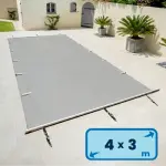 Bâche à barres DEL 4.5 x 3.5 m pour piscine 4 x 3 m standard GRIS CLAIR
