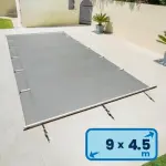 Bâche à barres DEL 9.5 x 5 m pour piscine 9 x 4.5 m Standard GRIS CLAIR