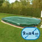 Bâche pour piscine hors-sol ovale 9.10 x 4.60 m coloris vert