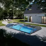 Abri DALLAS SKY Clear A pour piscines jusqu’à 3,5m x 6 m Hauteur 0.82m - Coloris Aluminium