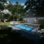 Abri DALLAS SKY Clear B pour piscines jusqu’à 4,5m x 8,5 m Hauteur 0.82m - Coloris Aluminium