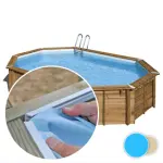 Liner piscine bois SUNBAY Avocado - 6,56m x 4,56m x 1,31m 75/100ème bleu pâle