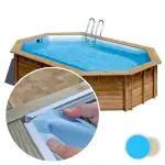 Liner piscine bois SUNBAY Safran - 6,37m x 4,12m x 1,33m 75/100ème bleu pâle