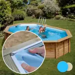 Liner piscine bois SUNBAY Vermela - 6,72m x 4,72m x 1,46m 75/100ème bleu pâle