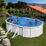 Piscine hors sol acier ovale FIDJI avec jambes de force 5.27m x 3.27m x H: 1.22m