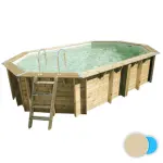 Piscine bois ovale Azura 400x610 - H120cm Liner Beige