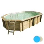 Piscine bois ovale Azura 400x610 - H120cm Liner Bleu
