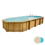 Piscine bois ovale Azura 400x750 - H130cm Liner Beige