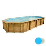 Piscine bois ovale Azura 400x750 - H130cm Liner Bleu