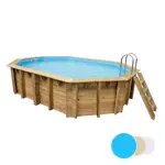 Piscine bois ovale Océa UBBINK 355x550 - H120cm - Liner Bleu 75/100ème