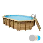 Piscine bois ovale Océa UBBINK 400x610 - H130cm - Liner Gris 75/100ème